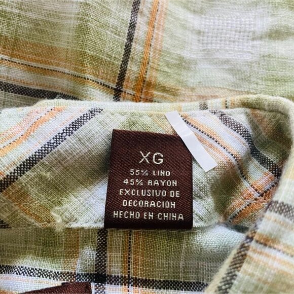 Cubavera Size XL  Top Blouse Short Sleeve Collared Guayabera Cuban Linen Blend - Picture 5 of 7